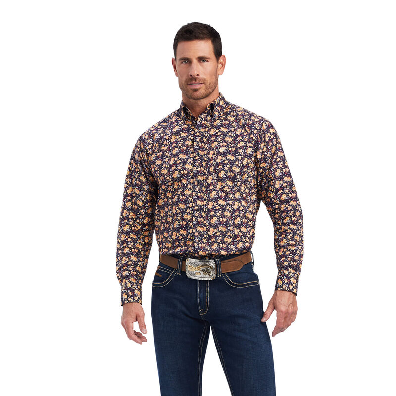 Ariat Hemden Herren - Neil Fitted Navy/Gelb ( WZSMN-8435 )